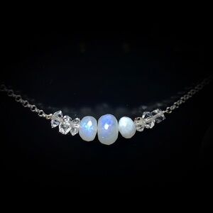 Moonstone & Herkimer Diamond Chocker Necklace! SALE!